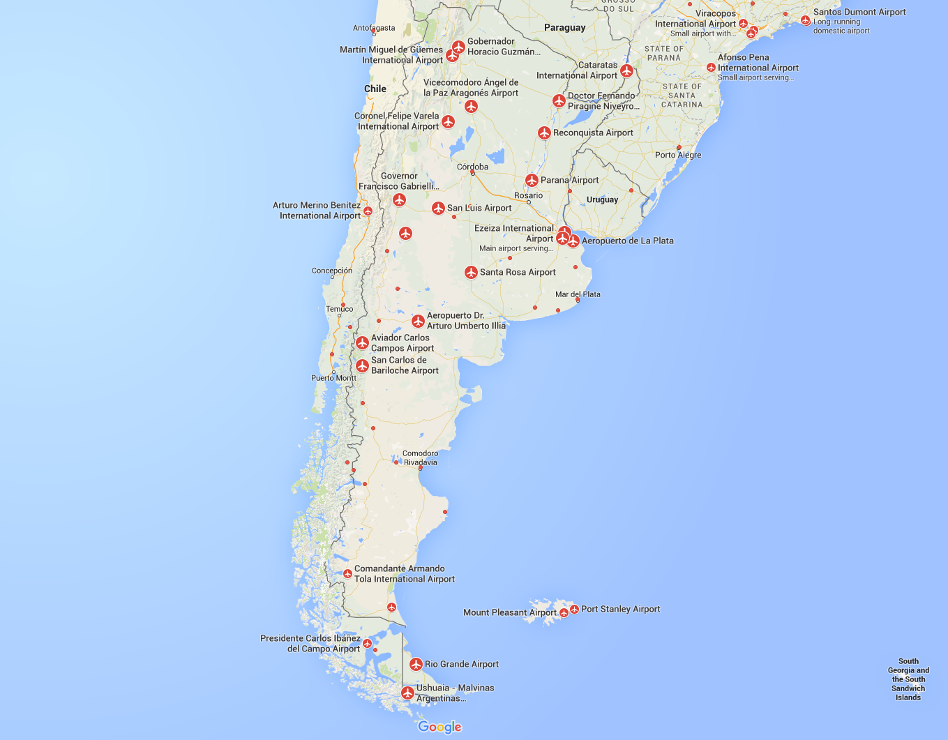 ARGENTINA AIRPORTS MAP